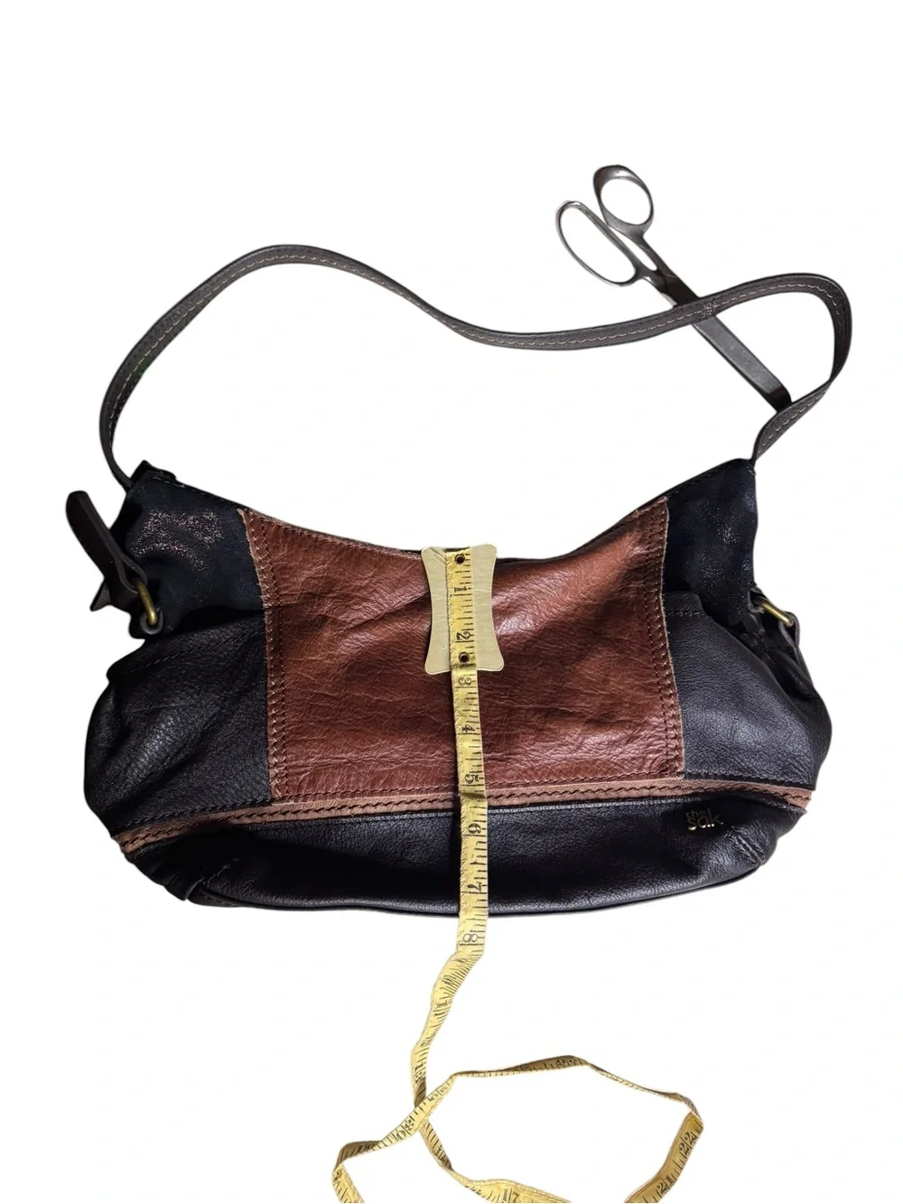 VINTAGE The Sak Kendra Hobo Bag Black Brown Shoulder Strap Y2K Patchwork